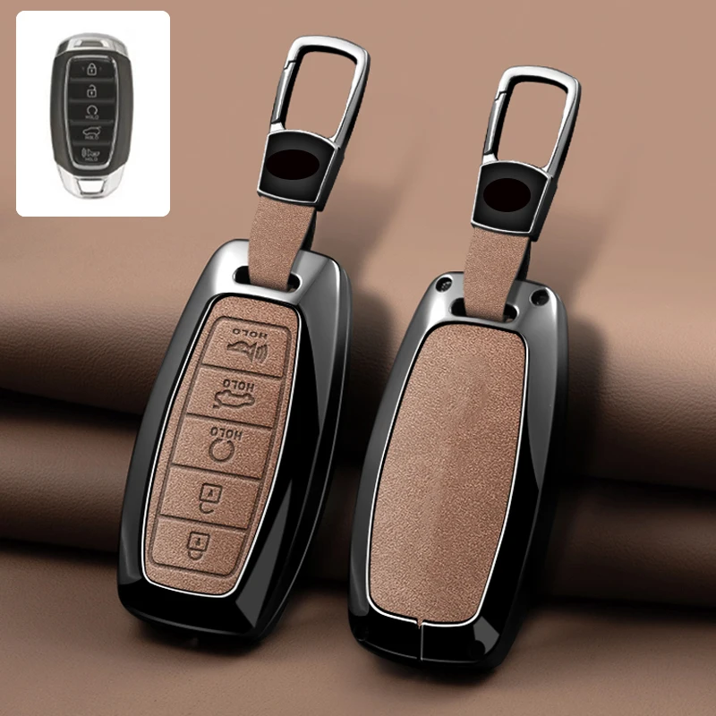 

Кожаный чехол для ключей от автомобиля из цинкового сплава 3/4/5 для Modern i30 ix35 KONA Encino Solaris Azera Grandeur Ig Accent Santa Fe Palisade