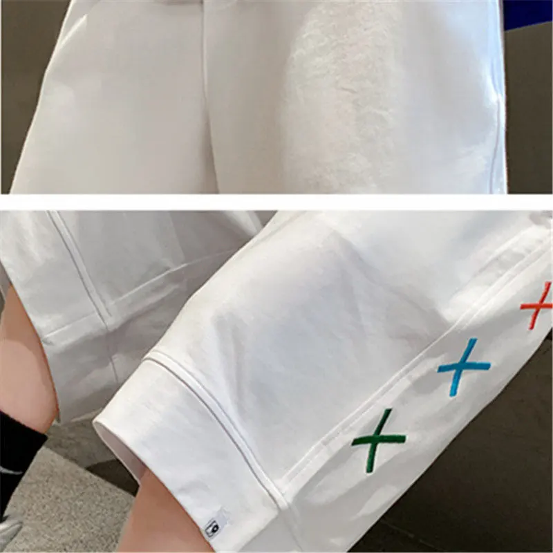 2023 Summer Shorts for Kids Boy Korean Children White Black Sport Clothes Teenage Loose Cotton Short Sweatpants 5 To 14Years Old images - 6