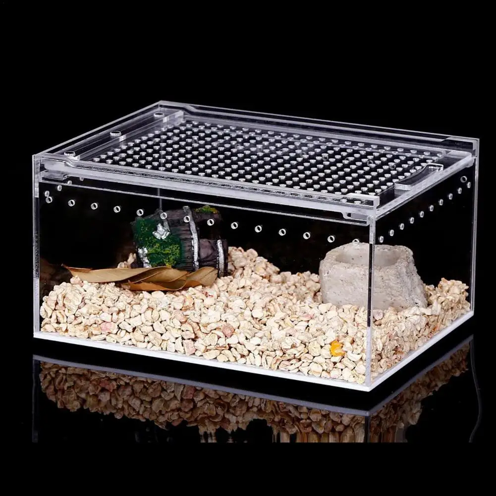 

Transparent Reptile Breeding Box Acrylic Sliding Cover Type Feeding Box