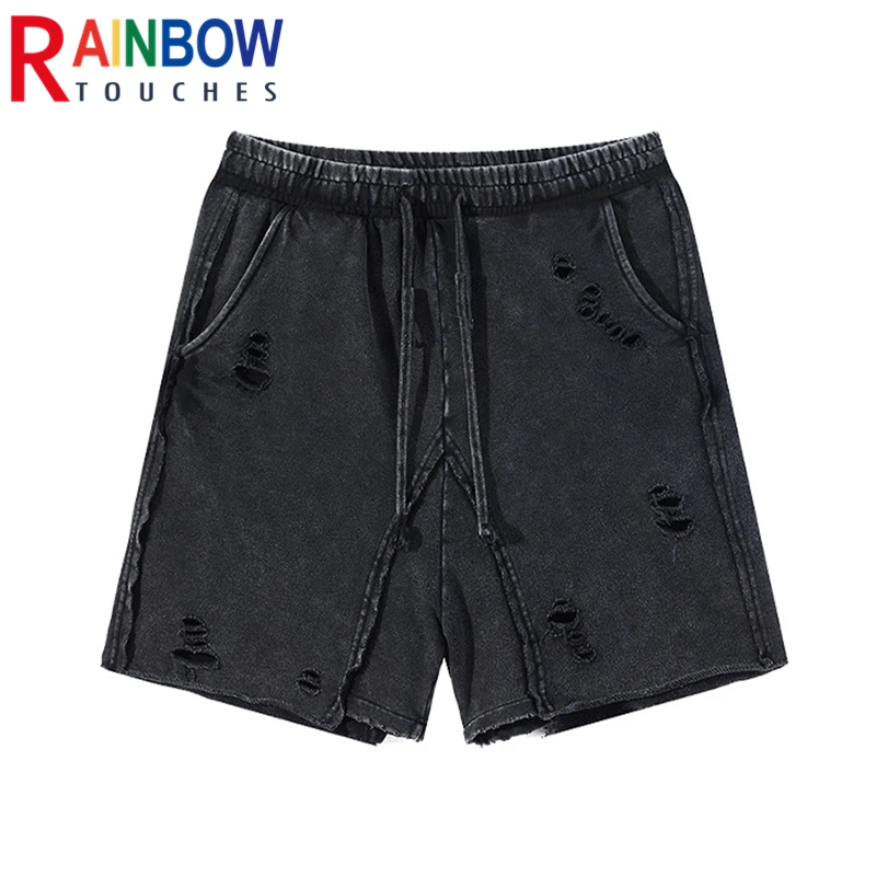 

Rainbowtouches 2022 Men Shorts Vintage Tidal Trend Casual Hole Shorts High Street Comfortable Loose Men Shorts Superior Quality