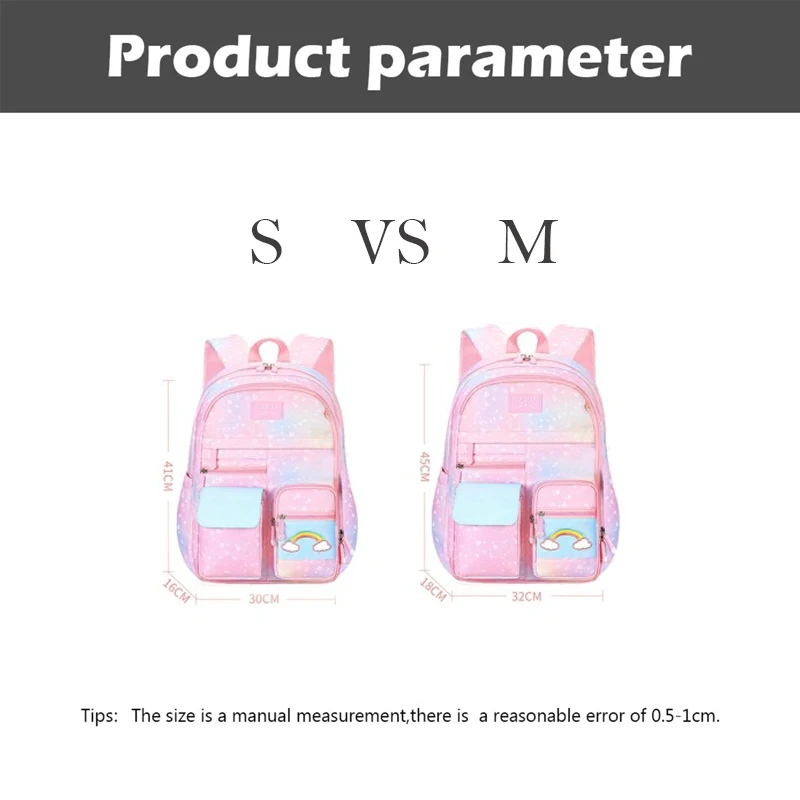 Side-Opening School Bags Waterproof School Backpacks for Girls Gradient Color Princess Backpack Kids Schoolbag Primary Mochilas