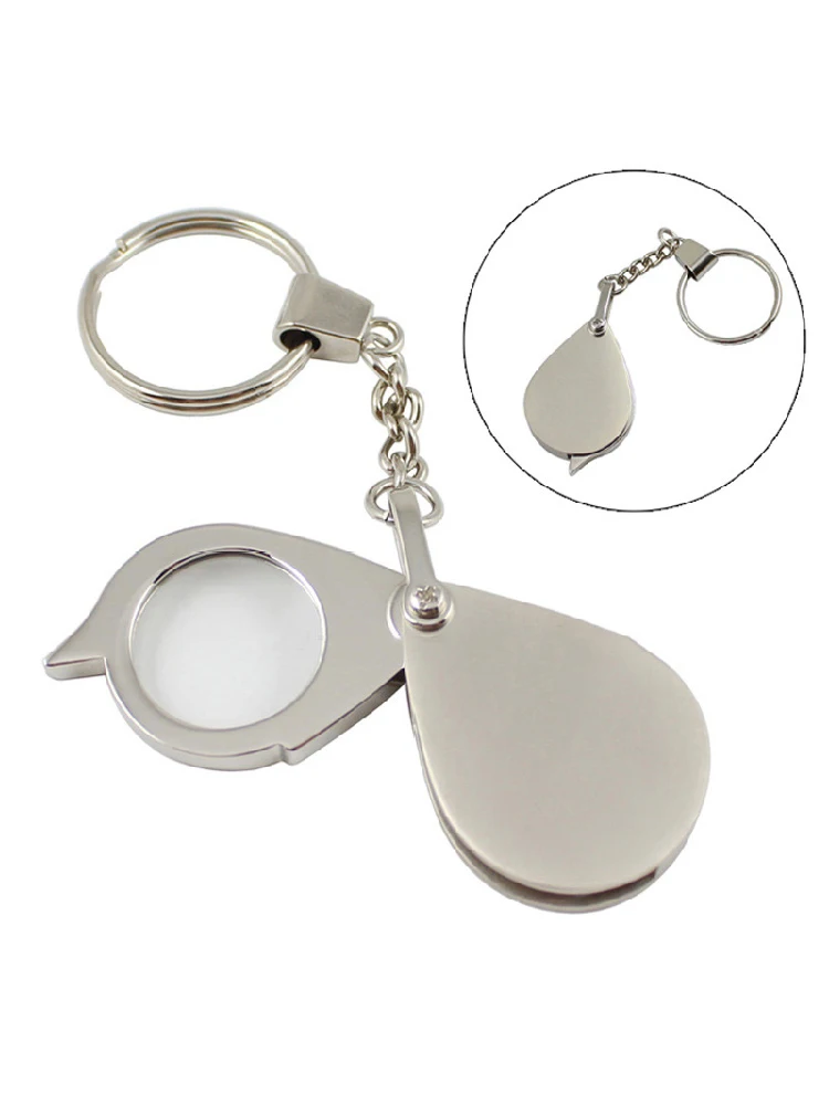 

10X Portable Folding Key Ring Mini Magnifier Key Chain Magnifying Durable Glass Loupe Pocket Tool Holiday Gift Supplies