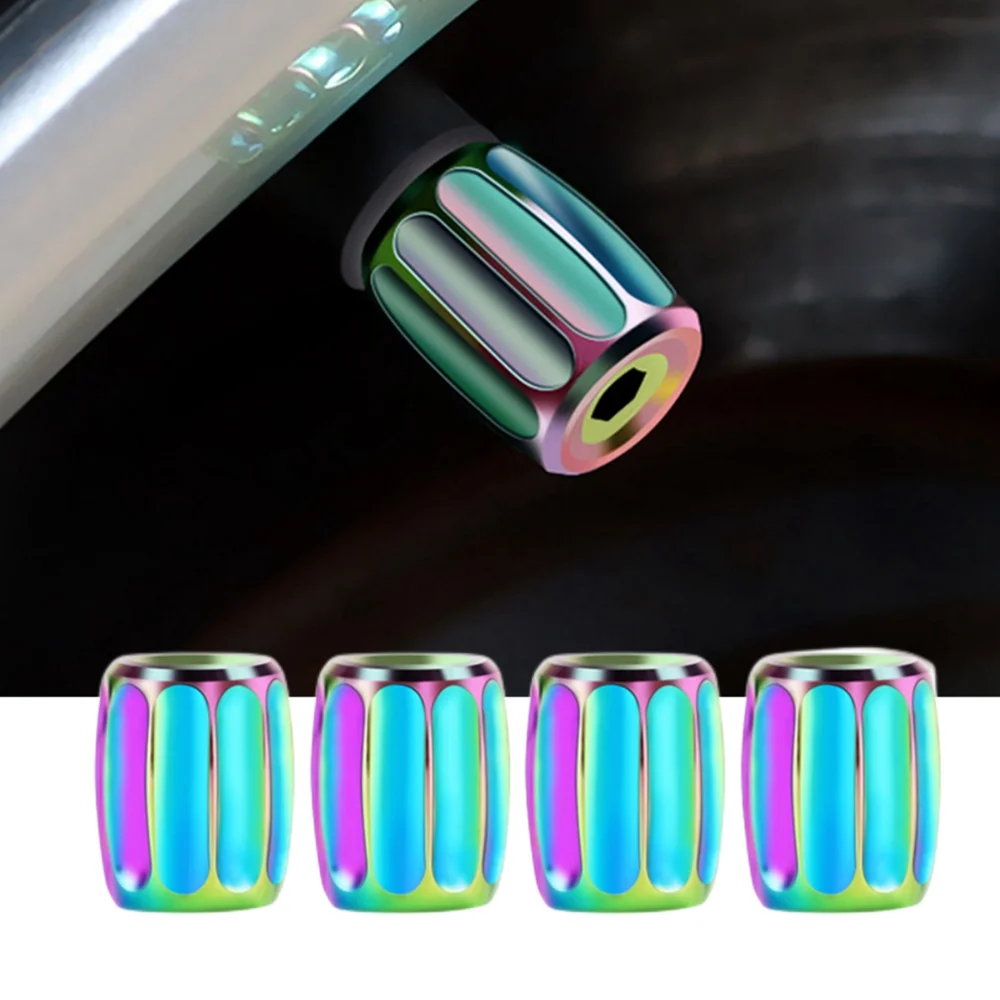 

4 Pcs Car Tire Stem Valve Caps Dust Cover Wheel Air Cover Exterior Accessory Tyre Valve Stem Cap Metal Accessories（multicolour）