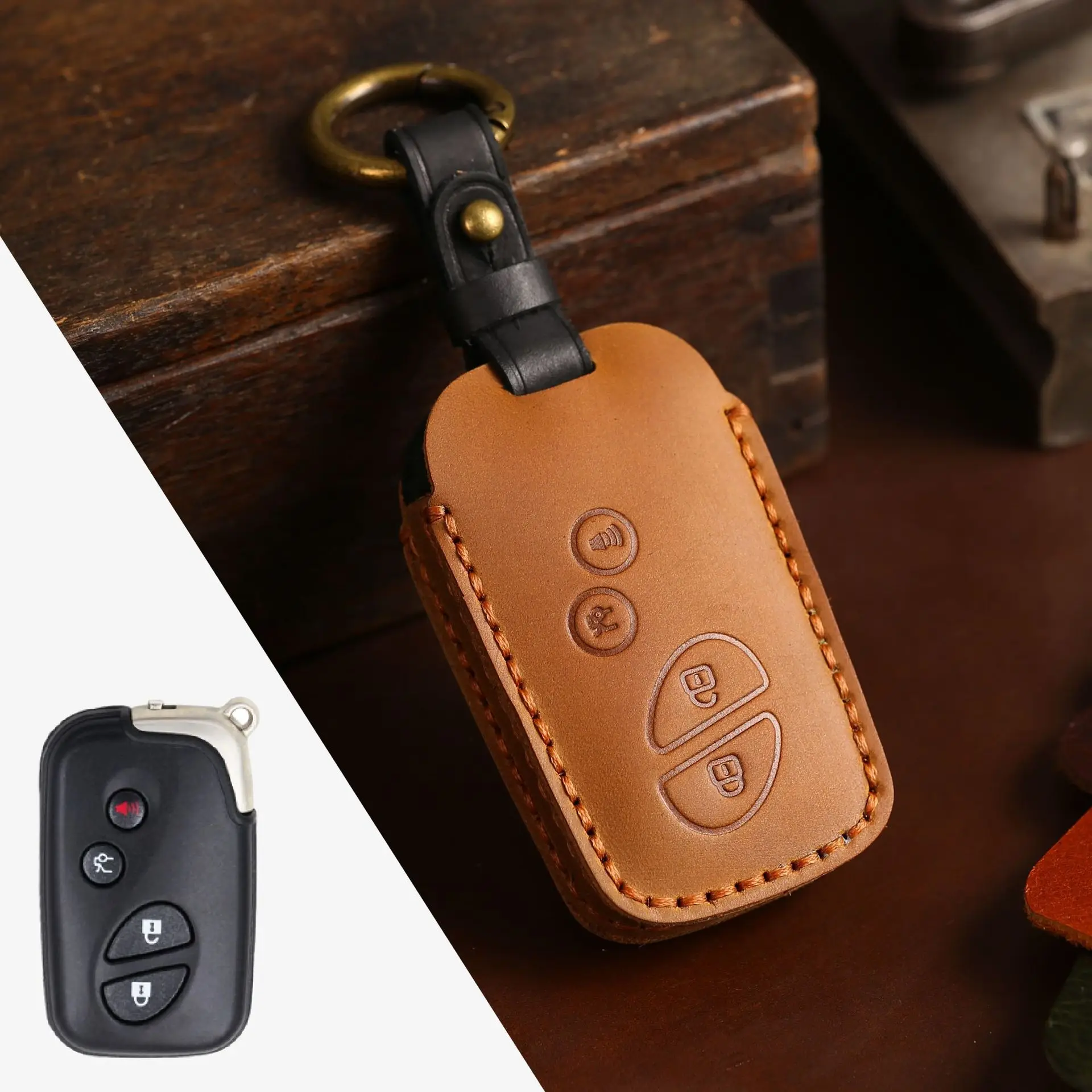 

Crazy Horse Leather Car Key Case Cover for Lexus CT200H GX400 GX460 IS250 IS300C RX270 ES240 ES350 LS460 GS300 450h 460h