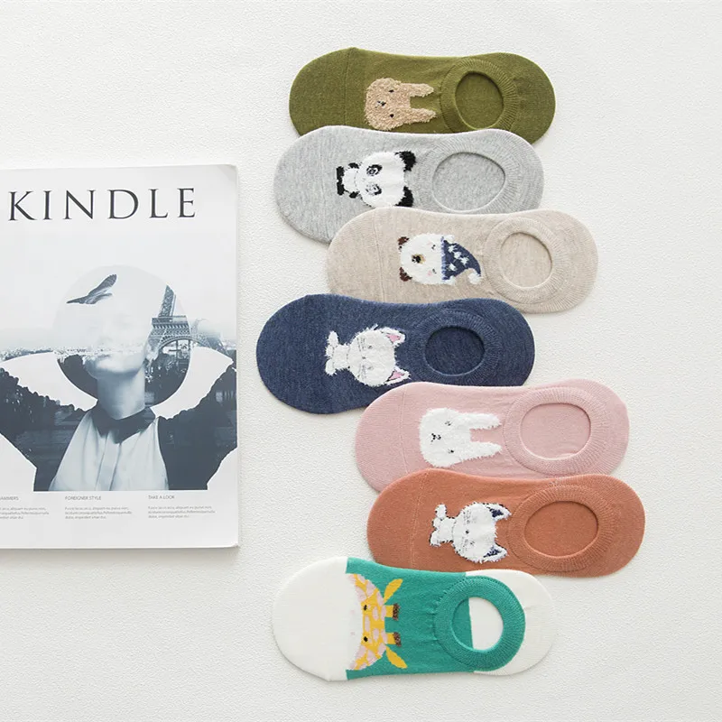 5 Pairs Women Ankle Socks Female Soft Cotton Short Tube Invisible breathable Cotton Socks Cute Cat Rabbit Pattern Spring Summer