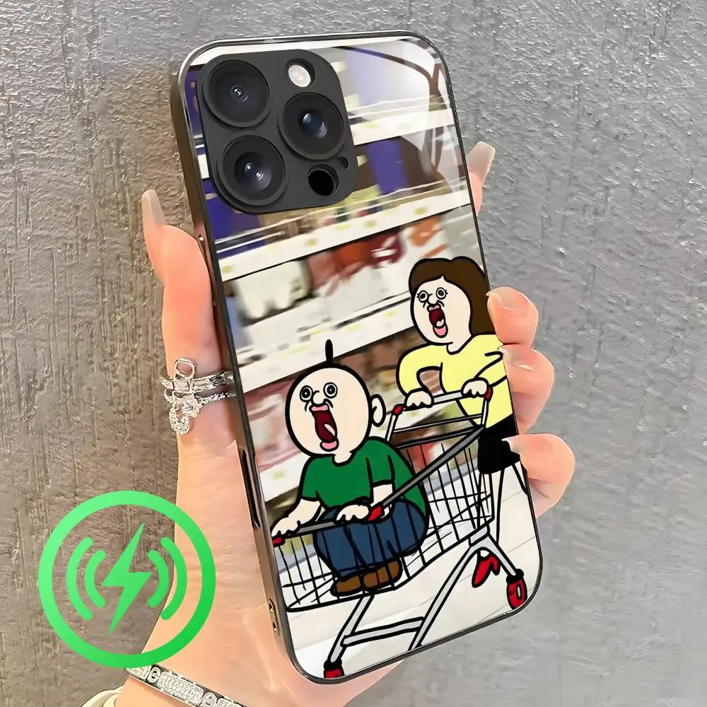 Фото Чехол для телефона с аниме-дизайном Bangbang and Yuzhi для iPhone 17, 16, 15, 14, 13, 12, 11, X, XR, XS, 8 Plus, Mini, Pro, Max, стеклянный чехол №4