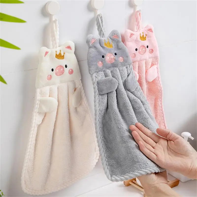 

Quick Dry Hand Towel for Kitchen Coral Fleece Thickened Absorbent Dish Cleaning Cloth Little Pig Children's Hand Towel Dish Wash