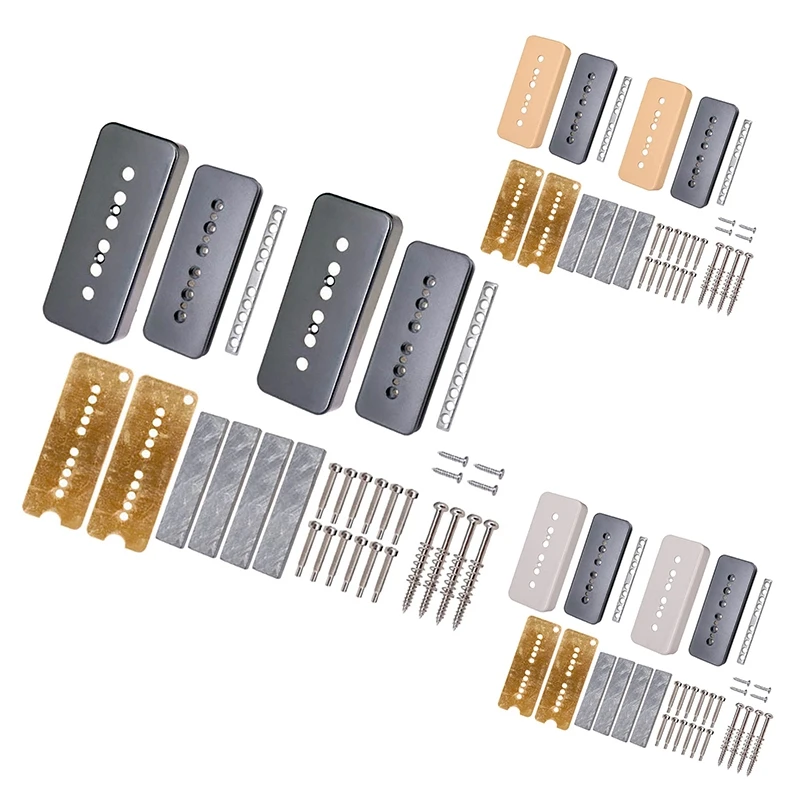 

1 Set Guitar Humbucker Pickup Kits Brass Coverand Baseplate Silver Pole Screws For Electric Guitar Accessories