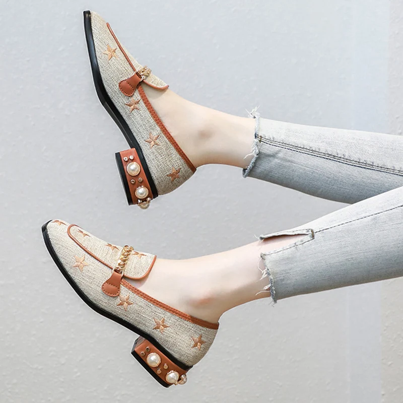 Женские повседневные туфли на плоской подошве модные женские лоферы среднем