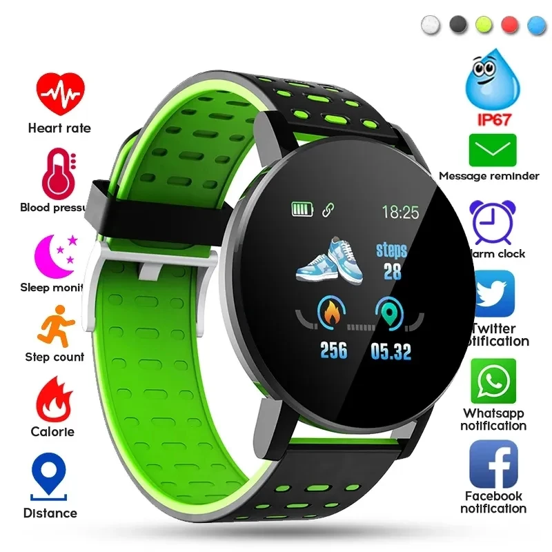 

119 Smart Watch Men Women Heart Rate Blood Pressure Monitoring Bluetooth Smartwatch Fitness Tracker Watch Sport For Android IOS