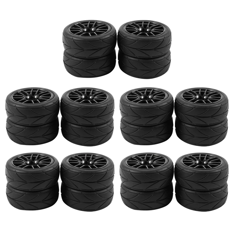 

20Pcs 1/10 Rubber Tire Rc Racing Car Tires On Road Wheel Rim Fit For Hsp Hpi 9068-6081 Rc Car Part