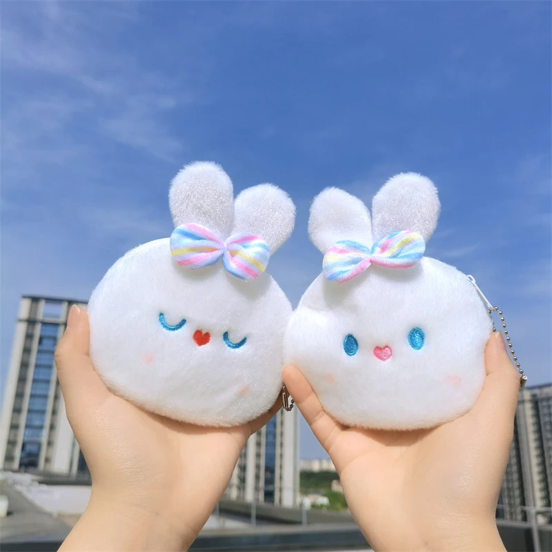 

2022 New Creative Rabbit Coin Purse Portable Lipstick Bags Cute Data Line Bags Mini Cartoon Coin Purse Soft Plush Cash Bags