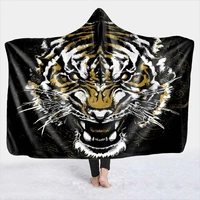 tiger ferocious animal hooded blanket magic blanket sherpa colorful festival blanket warm cozy cuddle blanket sofa blanket home