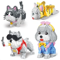 cartoon pet cat and dog 3d model building blocks husky teddy bully dog animal ornaments childrens assembled toys holiday gifts