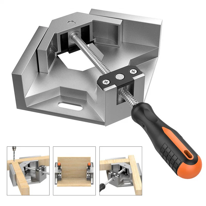 

90 Degree Woodworking Right Angle Clamp Aluminum Alloy Quick Release Corner Clamp Welding Woodworking Photo Frame Clamping Tool