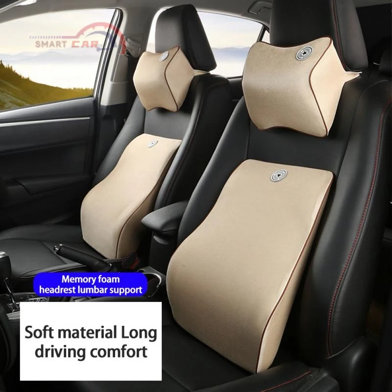 

1PC Memory Foam Cute Car Seat Headrest Pillow Solid For The Neck Rest Waist Back Support Cushion Set Pillows Car Accessories