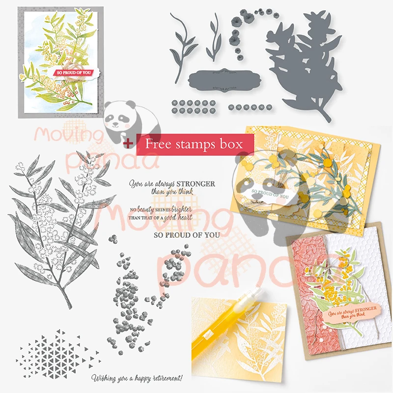 

Moving Panda Plants Text Cutting Dies And Clear Stamps For Diy Dies Scrapbooking Embossed Paper Cards Hand Crafting Dies