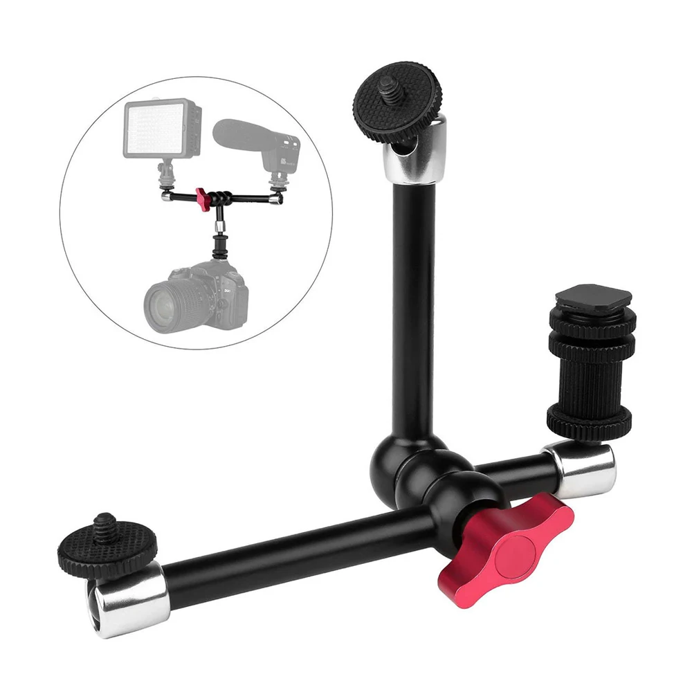 

11 Inch Friction Articulating Dual Magic Arm 1/4 Standard Thread for DSLR Camera Monitor LED Flash Light Photo Studio Accessory