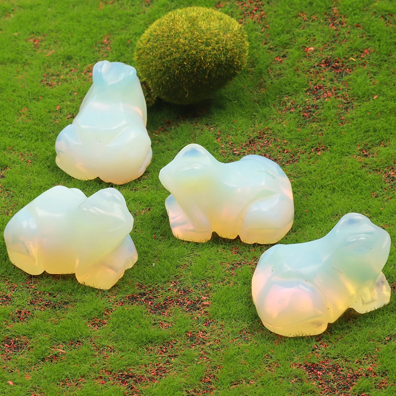 Статуэтка лягушки ручной работы опалитовый нефрит мини-кристалл животного чакра