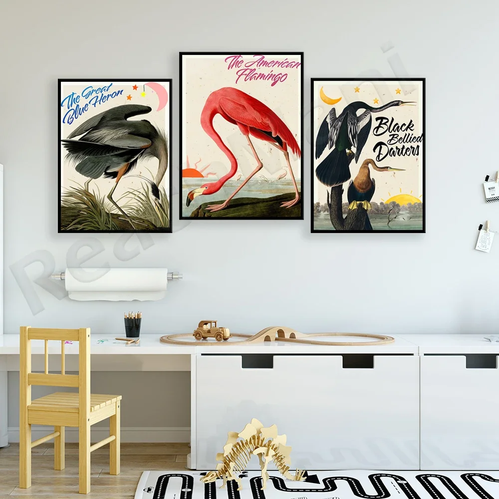 Французский Адольфэн Мило постер винтажная картина на холсте с птицей настенное