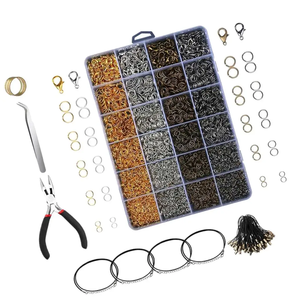 

24 Grids/Box Mixed Jump Jewellery Making Beads Mix Pliers Findings Starter Kit Gift Set