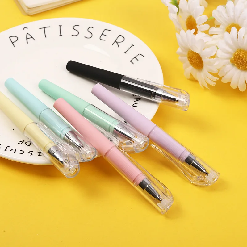 

9PCS Simple Pocket Gel Pen Students Learn Neutral Pen Business Signature Pen Black Line Utility Short Portable Stationery