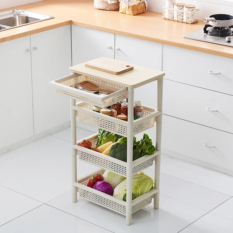 

Kitchen Floor Multi-layer Storage Rack Bathroom Sundries Plastic Storage Basket Fruit Vegetable Storage Shelves Home Furniture