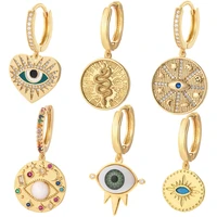 goth evil blue eye hoop earrings for women turkish greek real eye piercing dangle earring cz trendy jewelry new fashion 2022