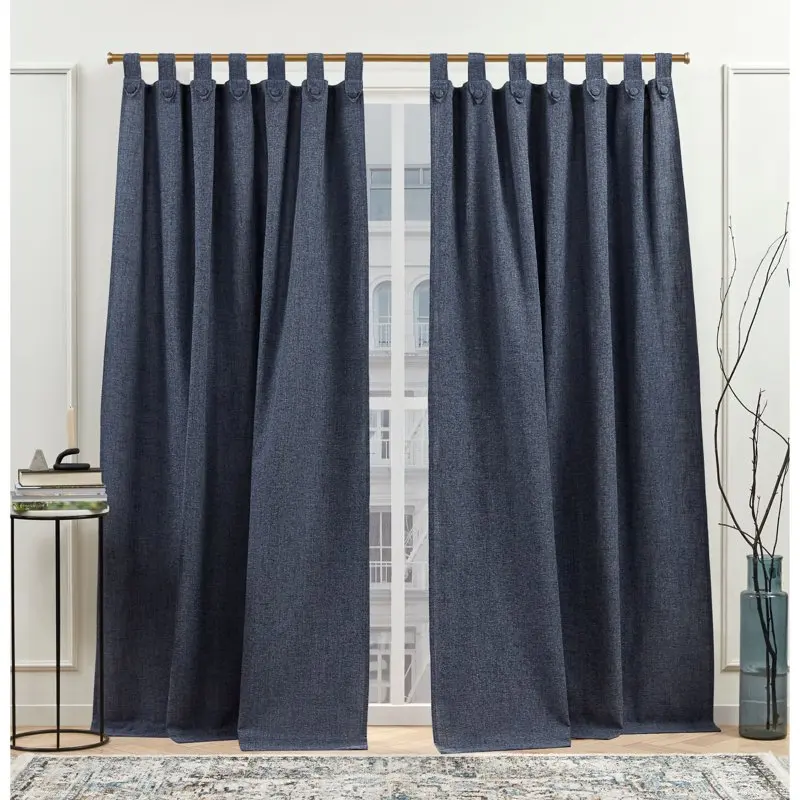 

Peterson Light Filtering Tuxedo Tab Top Curtain Panels, 54"x 108", Indigo, Set of 2