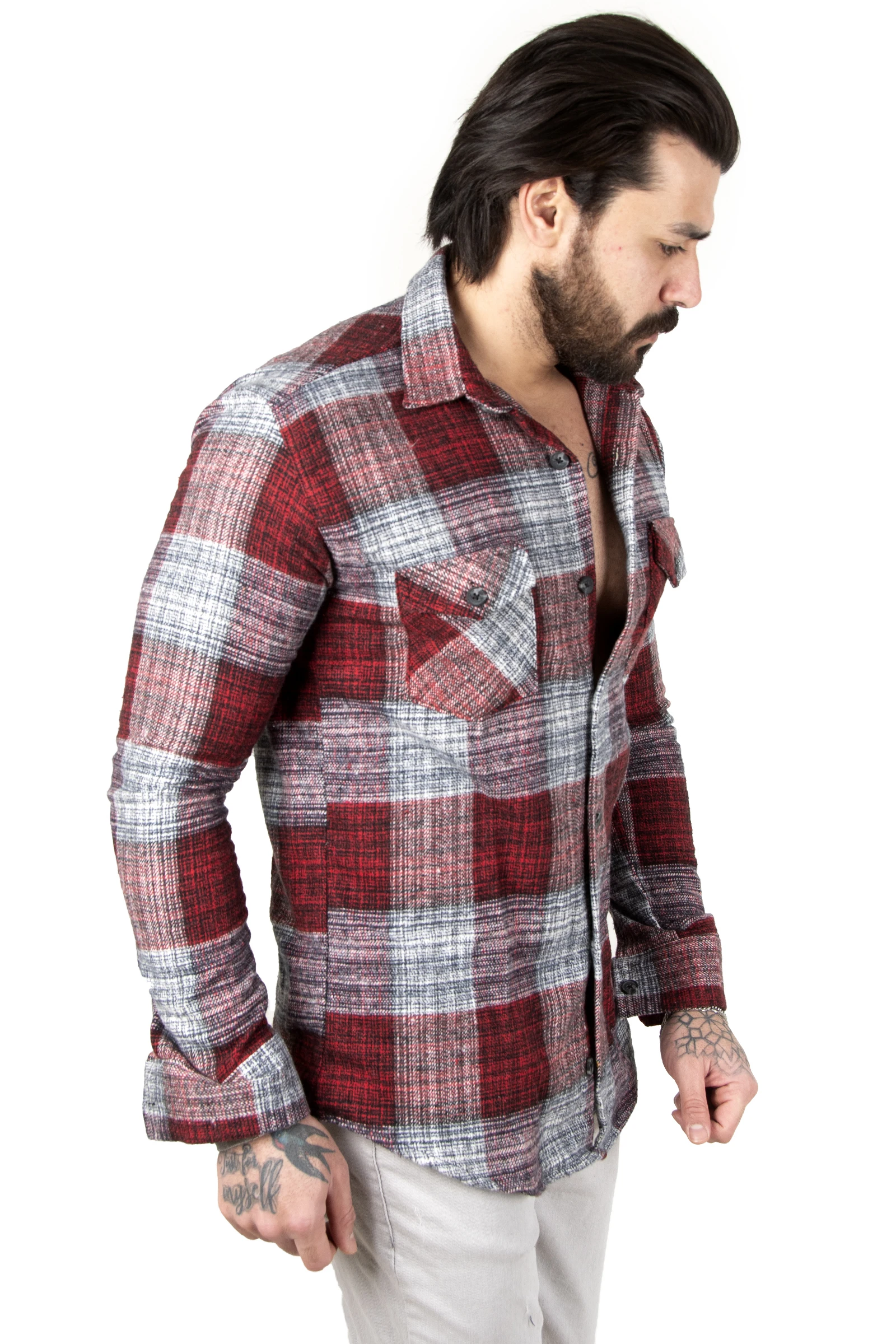 

DeepSEA Double Pocket Cap Button Plaids Lumberjack Men Shirt 2201875