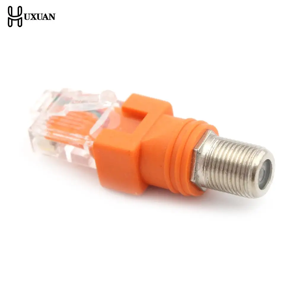 1Pcs F-Type Connector RF Female To RJ45 Male Coaxial Barrel Coupler Adapter Coax Adapter, RJ45 To RF Connector
