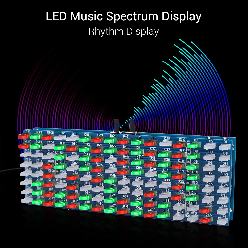 

LED Music Spectrum Display DIY Kits LED Flashing Audio Level Indicator C51 MCU Controller Electronic Soldering Training Suite