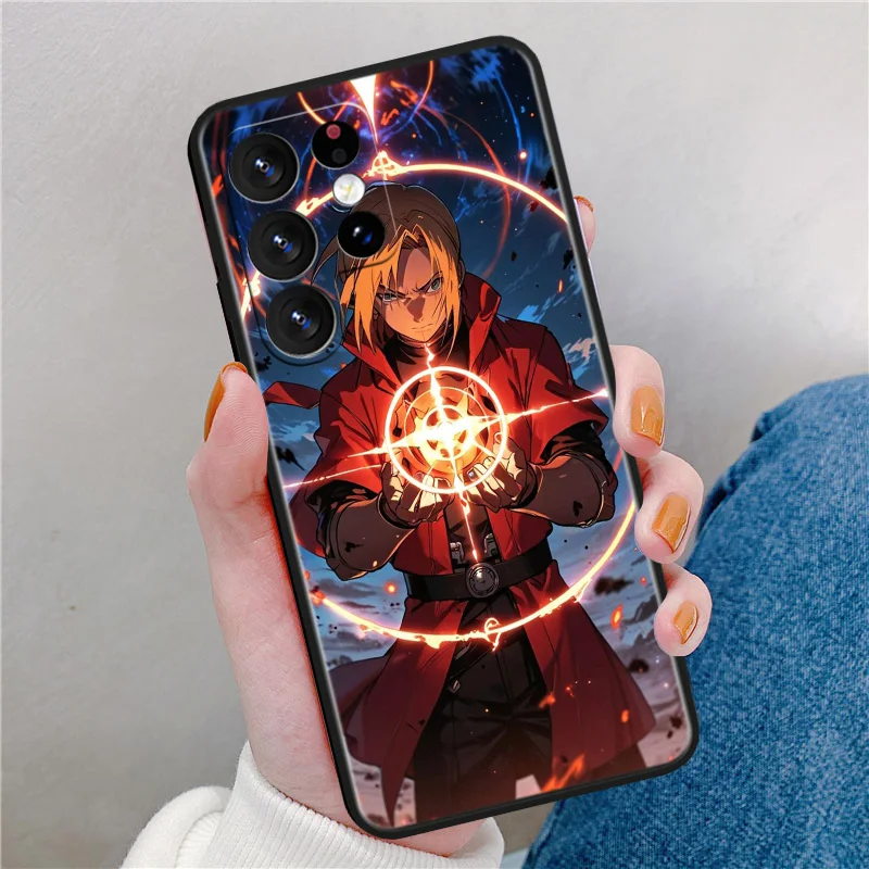Чехол для телефона Fullmetal Alchemist Edward Elric Samsung Galaxy S25 S24 S23 S22 S21 S20 S10E Ultra Plus Lite FE Black Cover Funda