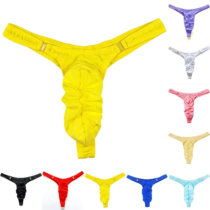 

Hot Sissy Men Thong String Men's Sexy Underwear Panties Translucent Ice Silk Tanga Gay Men Wear Gay With Buckle