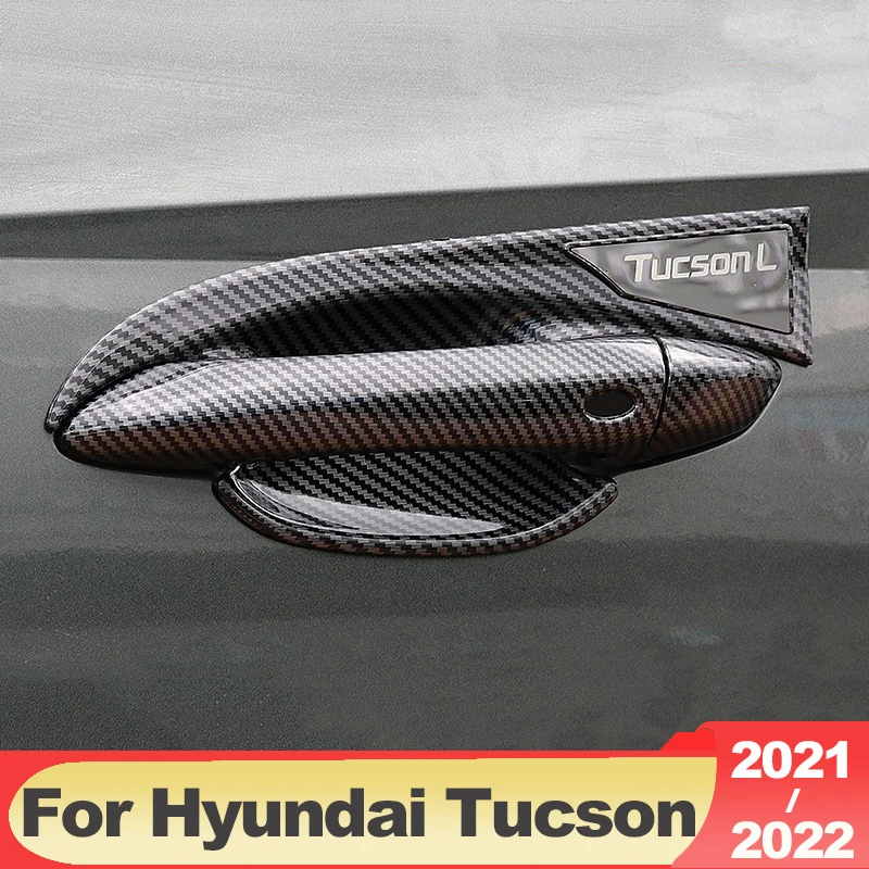 

For Hyundai Tucson NX4 2021 2022 2023 Hybrid N Line ABS Carbon Fiber Car Door Handle Bowl Cover Decoration Sticker Accessories