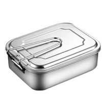 simple lunch box 304 stainless steel anti fall student lunch box with handle high temperature lunch box with cover