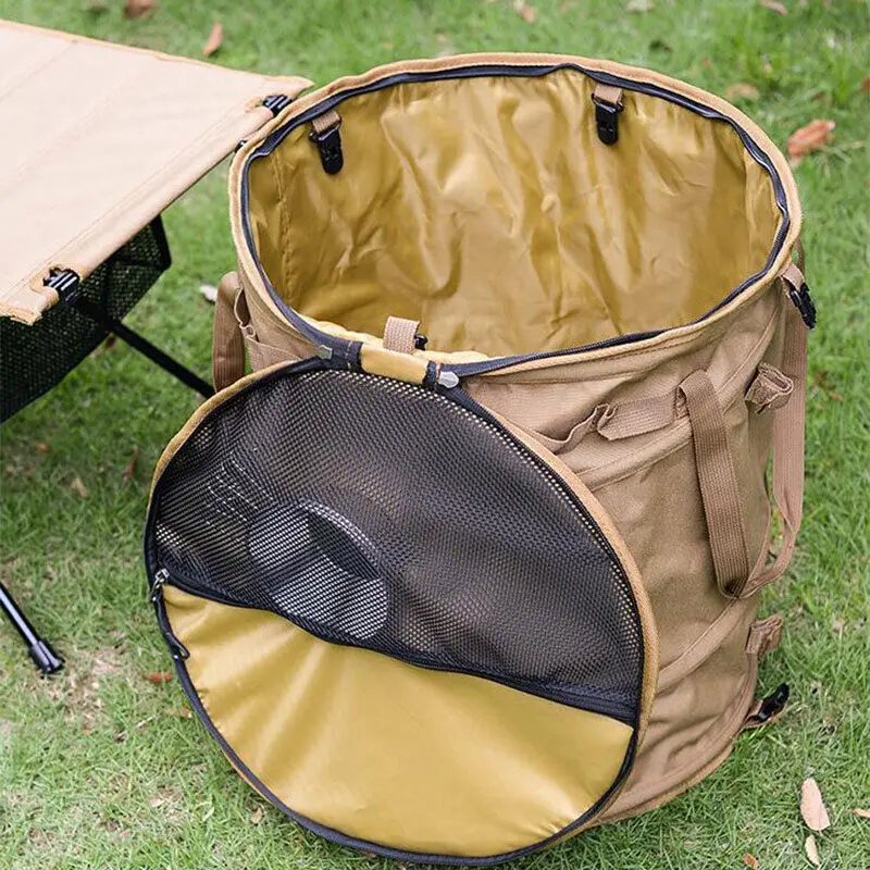 

Camping Trash Can Foldable Dirty Clothes Basket Portable Reusable Foldable Garden Yard Trash Bag Storage for Garden Picnic