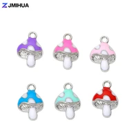 15pcs silver color charms enamel cute mushroom pendant for diy handmade earrings necklaces bracelets jewelry making accessories