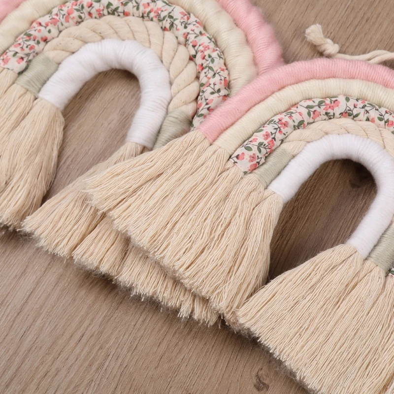 

Радужный настенный декоративный красочный декор в стиле бохо, плетеный Радужный Настенный декор с кисточками, креативный дизайн, подарок