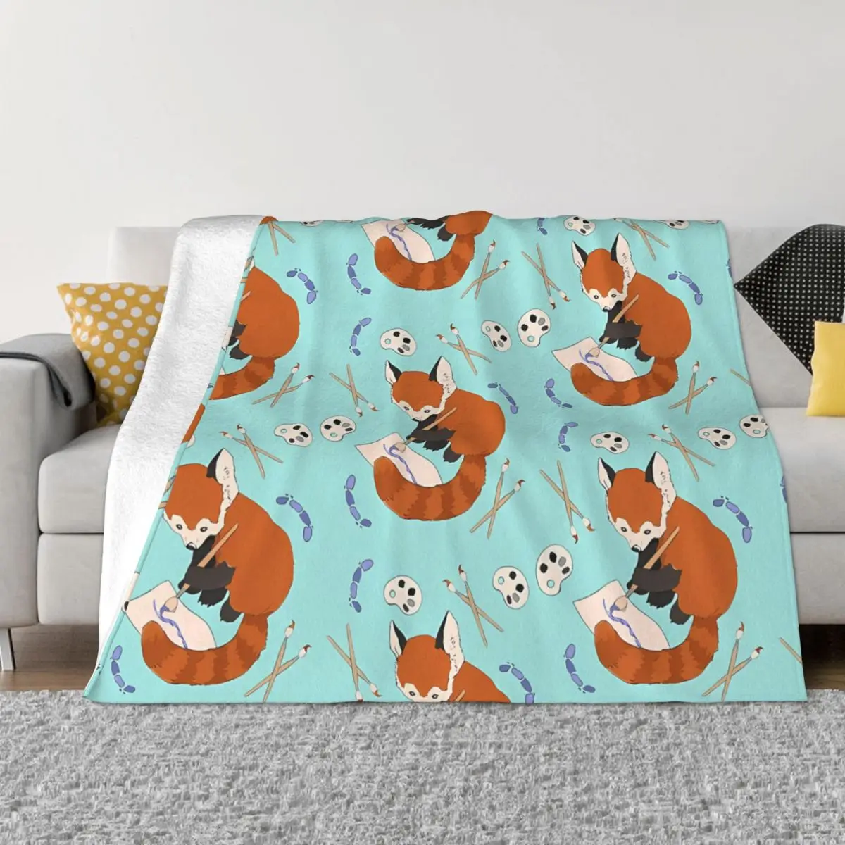 

Переносные теплые одеяла с рисунком енота Красной панды для постельных принадлежностей и путешествий