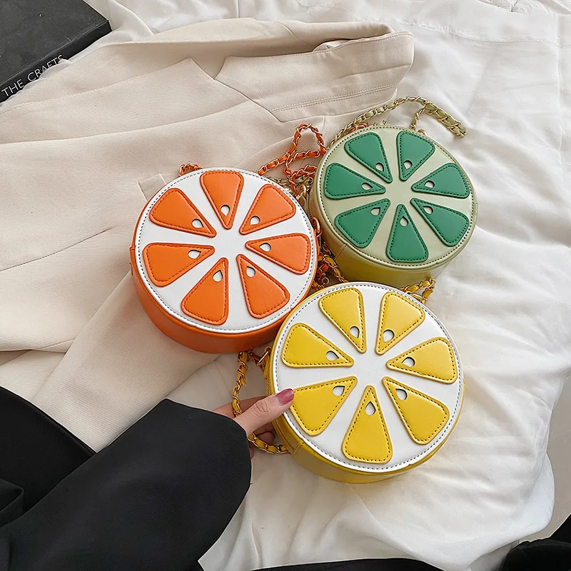 

Women's Bag 2022 Trend Luxury Designer Handbag Female Woman Handbags Orange Pattern Circular Handbags Luxuy Chain Bags