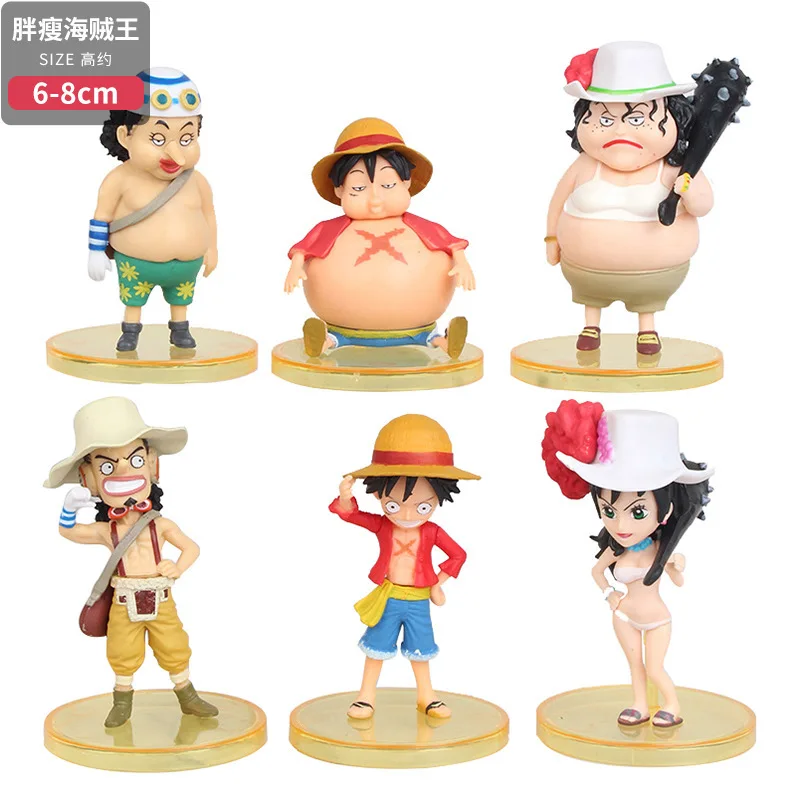 

Anime Surrounding One Piece 6 Foodie Usopp Luffy Straw Hat Group Fat and Thin Swimsuit Hand-made Decorative Ornaments