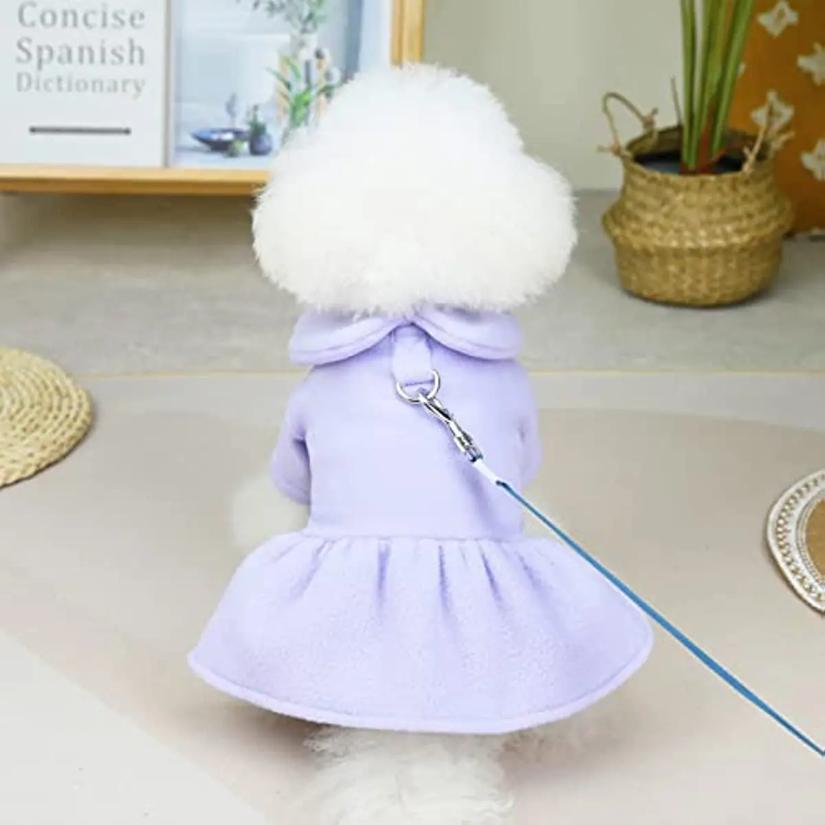 

Winter Dog Harness Dress with Leash Ring Polar Fleece Puppy Sweaters Warm Pet Clothes Outfits Skirk Coat for Chihuahua Yorkie