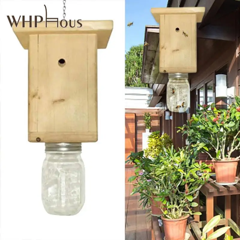 

Wood Bee Trap Durable Wood Cabin Style Carpenter Bee Trap Waterproof Outdoor
