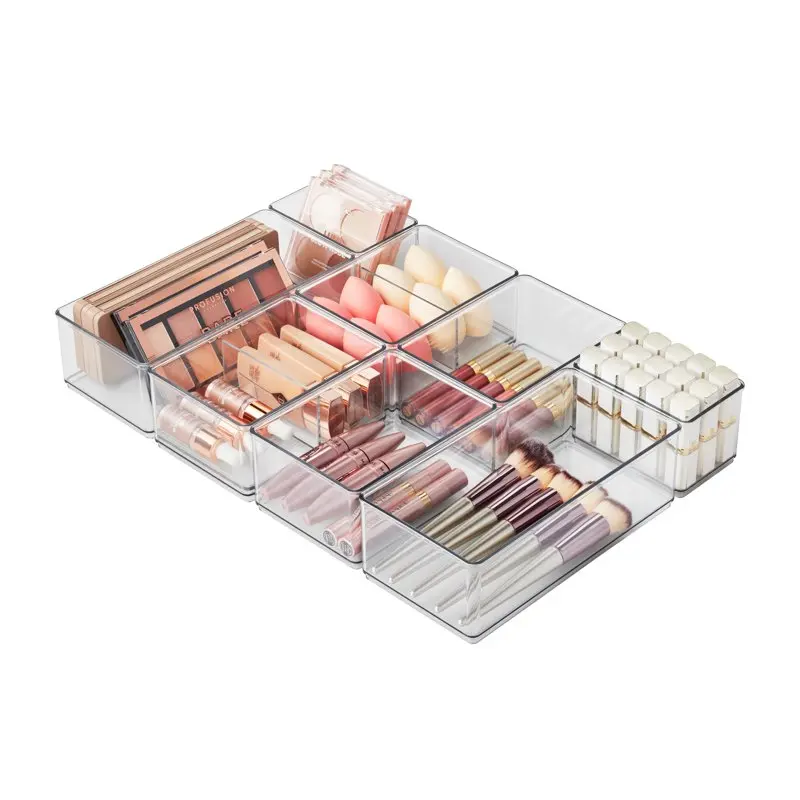 

8 Piece Beauty Drawer Edit, Clear Plastic Storage System