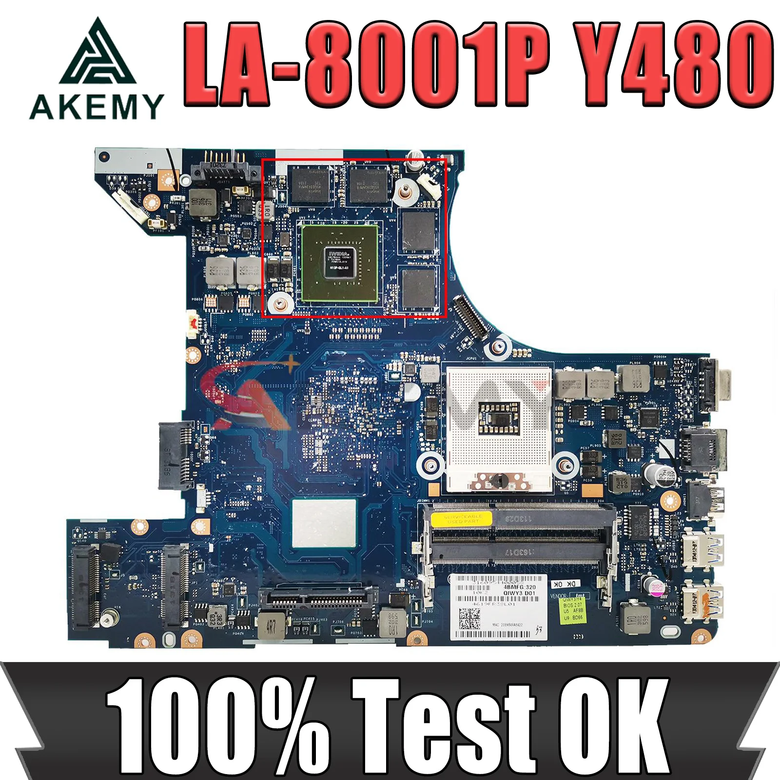 

LA-8001P for Lenovo Y480N Y480M Y480 notebook motherboard PGA989 HM77 GPU GT640M 2GB 100% test work