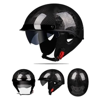 2022 hot sale handmade carbon fiber half open face motorcycle helmet japan korea style summer scooter riding jet casque moto