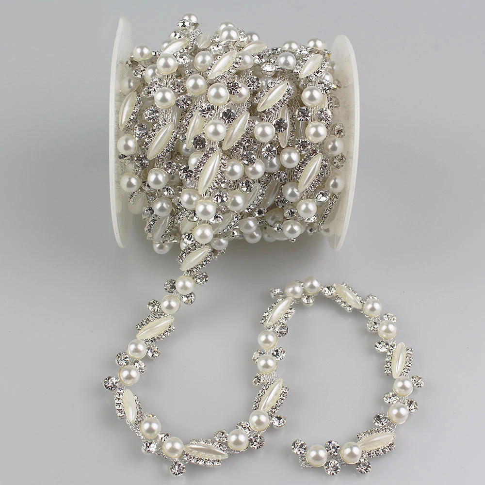 

1Yard Rhinestone embellishments Plating Gold Silver Chain Clothing Wedding Dress Decoration Accessories trim Free shipping