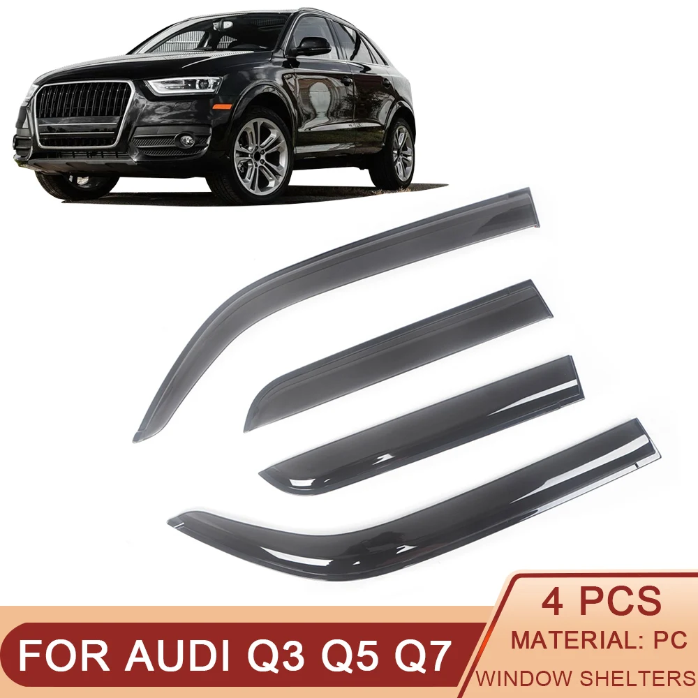 

For Audi Q3 8U Q5 8R Q7 4L Auto Side Window Wind Deflectors Visors Black Rain Guard Window Vent Shades Dark Smoke Ventvisor