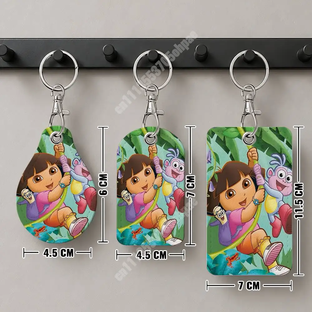 Фото Кожаный брелок-картхолдер Dora The Explorer для детей с мультяшным дизайном для Airtag и пропускных карт, современный чехол для проездного на автобус №3